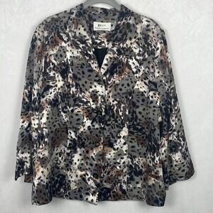 Draper's & Damon's Petites Animal Print Blazer Jacket Women's Size Petite